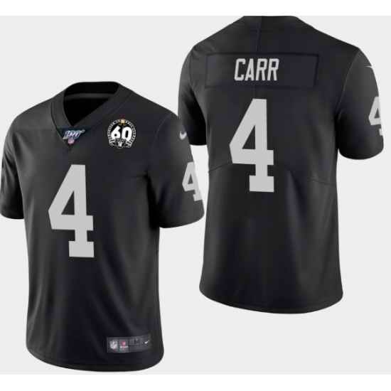 Mens Oakland Raiders 4 Derek Carr 100th and 60th Anniversary Vapor Limited Jersey  Black
